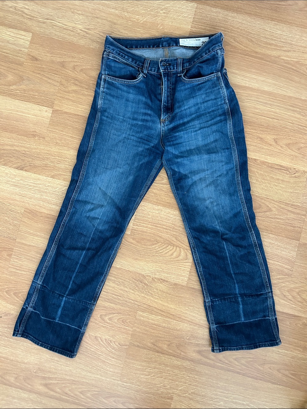 rag & bone Women's Dark Blue Straight Jeans color clermont